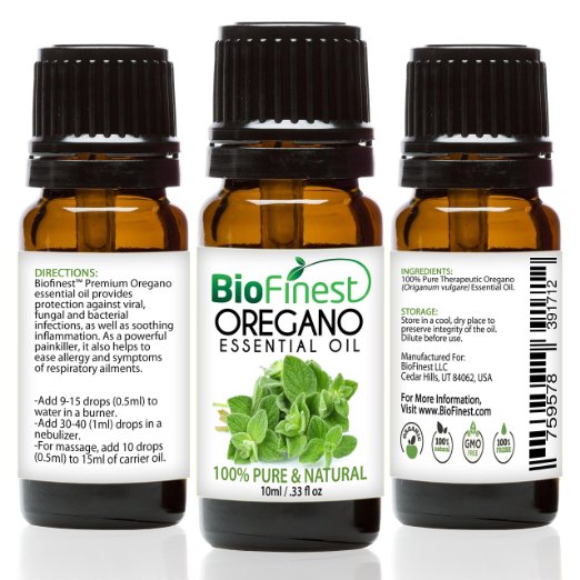 Biofinest Oregano Essential Oil - 100% Pure Undiluted - Premium Organic - Therapeutic Grade - Aromatherapy - Natural Antibiotic- Antifungal & bacteria - FREE E-Book (10ml)