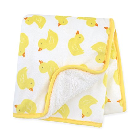 Carter's Plush Valboa with Microplush Blanket, Yellow Ducks/White