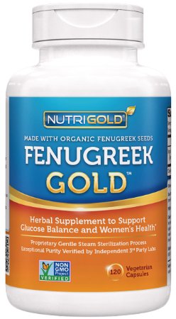 Organic Fenugreek GOLD - 750 mg 120 Vegetarian Capsules GMO-free Preservative-free Allergen-free Organic Fenugreek Seed Powder in Veg Capsules for Breastfeeding