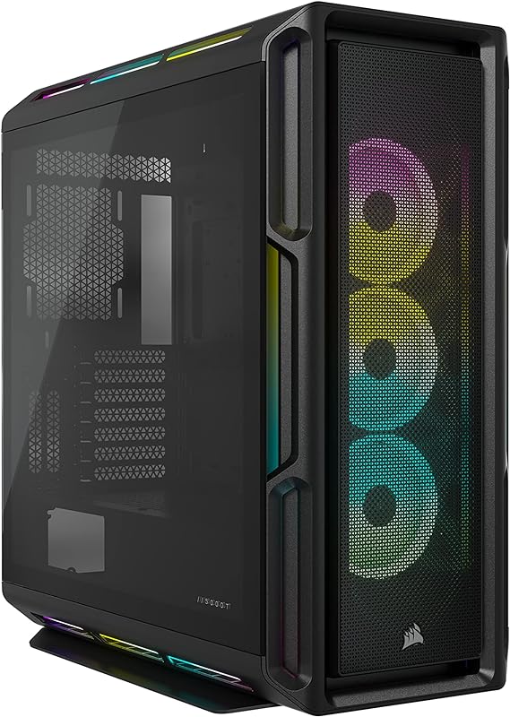 Corsair iCUE 5000T RGB Mid-Tower ATX PC Case (208 Individually Addressable RGB LEDs, Fits Multiple 360mm Radiators, Three CORSAIR LL120 RGB Fans & COMMANDER CORE XT Controller Included) Black