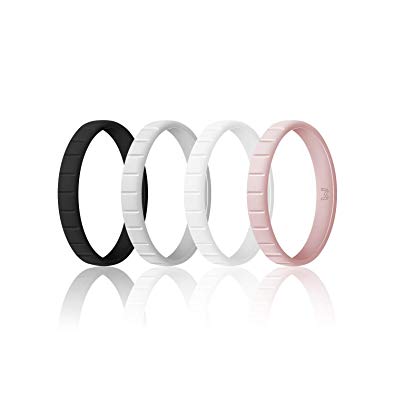 WIGERLON Womens Silicone Wedding Ring &Rubber Wedding Bands，Skin Safe for Workout and Sports Width 3mm