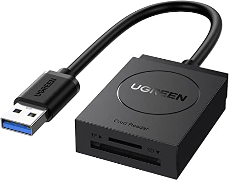 UGREEN USB 3.0 SD TF Kartenleser USB Card Reader Adapter TF SD Kartenleser 2 Slot Kartenlesegerät für SDXC, SDHC, SD, MMC, RS-MMC, Micro SDXC, Micro SD, Micro SDHC Karte schwarz