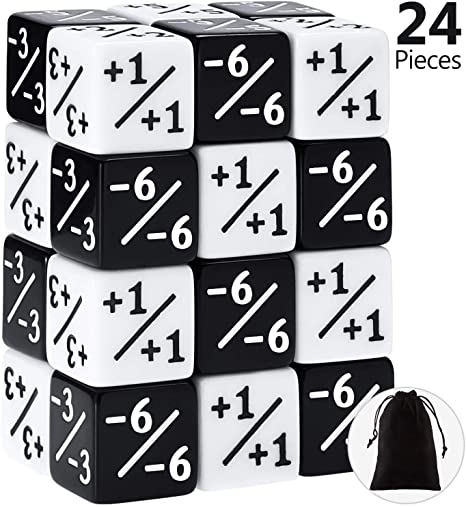 24 Pieces Dice Counters Token Dice Loyalty Dice D6 Dice Cube Compatible with MTG, CCG, Card Gaming Accessory