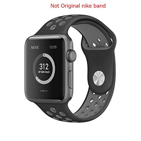 Apple Watch Sport Band, Lamshaw Soft Silicone Sport Replacement Strap for Apple iWatch / New Apple iWatch Series 2 / Apple Watch Series 1 / Nike Sport Band. (Nike _42mm Black White)