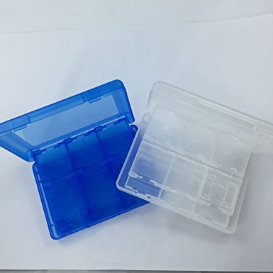 GKG 2 PECES BLUE AND CLEAR 28 in1 Holder Plastic Box Game Card Cartridge Case for Nintendo 3DS XL