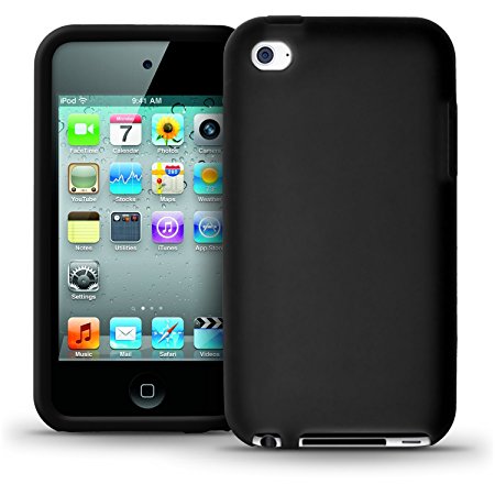 iGadgitz Black Silicone Skin Case Cover for Apple iPod Touch 4th Generation 8gb, 32gb, 64gb   Screen Protector