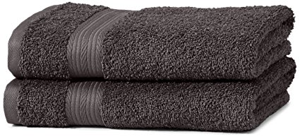 AmazonBasics Fade Resistant Towel Set, 2 Hand - Black