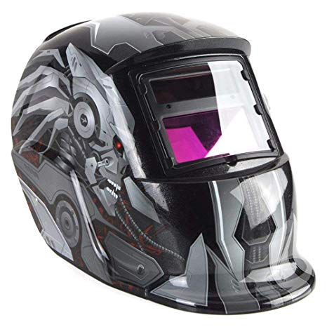 KingSo Welding Helmet Solar Powered Auto Darkening Hood with Adjustable Wide Shade Range 4/9-13 for TIG MIG ARC Plasma Grinding Welder Mask (Robot)