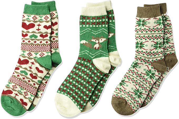 MUK LUKS Women's 3 Pair Pack Holiday Boot Socks