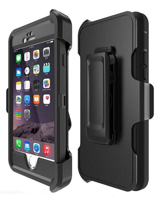 iPhone 7 Case, HEAVY DUTY [DropProof] Shockproof Dustproof 4 Layer Cover with [Kickstand] Belt Clip & Screen Protector Rugged Armor Hybrid Hard Shell for iPhone 7 4.7 Inch-Black