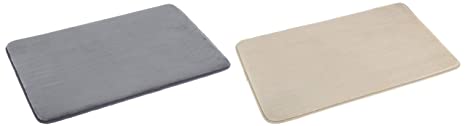 AmazonBasics Non-Slip Memory Foam 18'' x 28'' Grey Bathmat and Non-Slip Memory Foam 18'' x 28'' Beige Bathmat