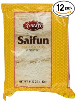 Dynasty SaiFun Bean Threads Noodles, 5.29-Ounce Bags (Pack of 12)