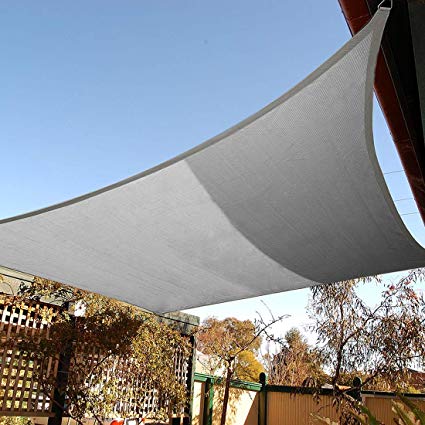 Artpuch Canopy 8'x10' Rectangle Sun Shade Sail Light Grey Sunshade Cover for Patio Outdoor Backyard Garden Poo