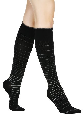 Pinstriped Compression Socks Womens & Mens - Pair of Medical Grade 20-30 mmHg Graduated Sock Support Stockings - Ideal for Running & Athletic Wear, Pregnancy/Maternity, Flight & Travel