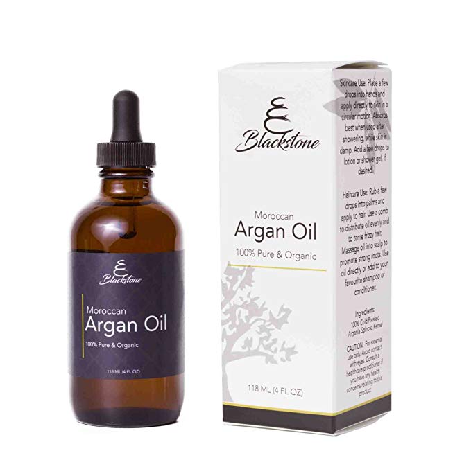 Blackstone Naturals Organic Moroccan Argan Oil 4oz - All Natural Moistuizer for Hair, Face and Body