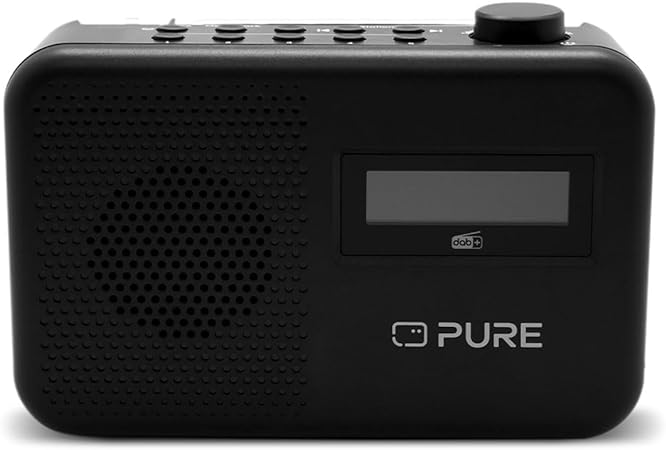 Pure Elan One2 portable DAB /FM radio with Bluetooth 5.1 (LCD display, 10 preset buttons, can run with 4xAA batteries) Charcoal Black