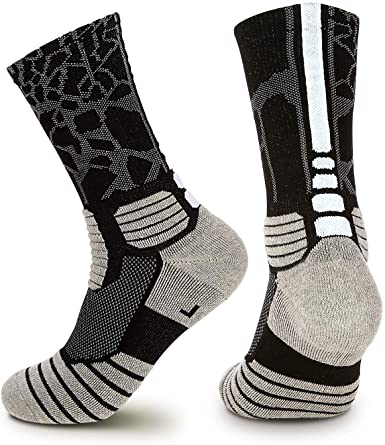 Tisone Elite Basketball Socks, Cushioned Mid-Calf Athletic Sports Crew Socks For Boys Girls Men & Women