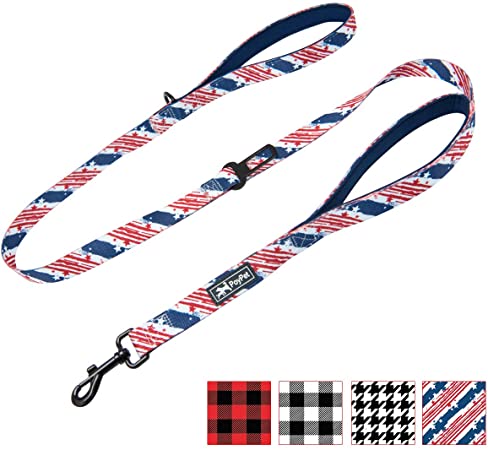 PoyPet 5 Feet Dog Leash - 2 Cushioned Handles - Functional Car Seat Belt - Fashionable Pattern(4 Styles)