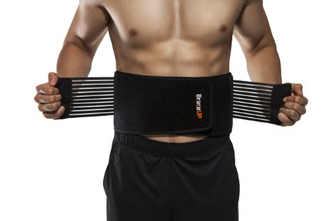 BraceUP Stabilizing Lumbar Lower Back Brace and Support Belt with Dual Adjustable Straps and Breathable Mesh Panels (S/M)