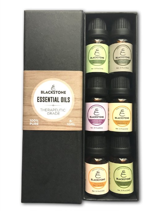 Blackstone 100% Pure Essential Oils - Eucalyptus, Tea Tree, Lavender, Peppermint, Lemongrass, Sweet Orange