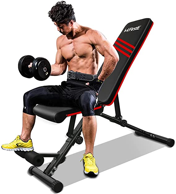 FirstE Adjustable Weight Bench, Portable Strength Training Bench, Flat Incline Decline Full Body Exercise Men/Women Fitness Bench, Foldable Workout Bench for Home Gym Indoor, 550lbs Capacity
