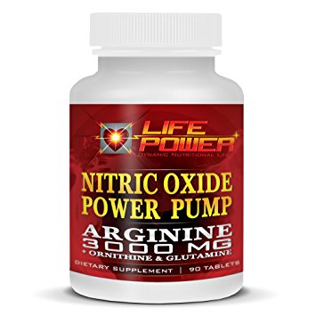 LifePower Labs Nitric Oxide Power Pump. Increase Muscle Growth, Strenght & Speed Muscle Recovery For Men & Women. With L-Arginine 3000 MG   Ornithine & Glutamine. 90 Tablets.