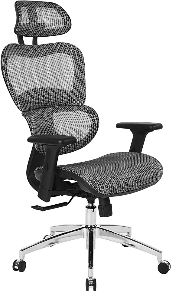 FurnitureR High Back Office Chair Mesh Adjustable Swivel Armrest Gaming Computer Seat 3D Flip-up Arms Black
