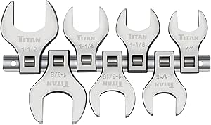 Titan 17671 7-Piece 1/2-Inch Drive SAE Jumbo Crowfoot Wrench Set