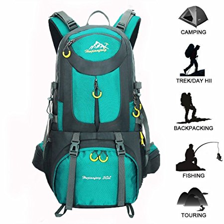 Tdogs Hiking Backpack 50L, Waterproof Outdoor Sport Daypack with a Rain Cover for Climbing Mountaineering Fishing Camping Travel Cycling
