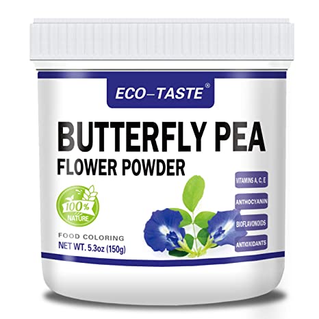 Natural Butterfly Pea Flower Powder 5.3oz (150g), 100% Pure Powder for Tea, Smoothie, Ice Cream, Food
