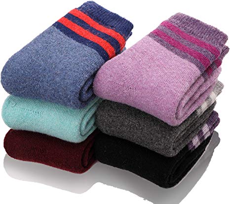Kids Girls Boys Wool Socks Thick Warm Thermal For Kid Child Toddlers Cotton Winter Crew Socks 6 Pairs