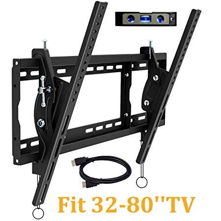 JUSTSTONE Tilting TV Wall Mount Bracket for Most 32-80 Inch TVs VESA UP to 600x400mm and Max Holding 165lbs Low Profile Space Saving and Level Adjustment
