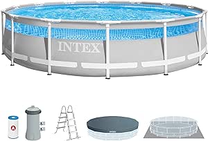 Intex 55254 Prism Frame Premium Piscina Desmontable, Redonda, 427x107 cm, Material Resistente Triple Capa, Capacidad 12,706 L, Incluye Tapiz, Cobertor, Depuradora de Cartucho y Escalera de Seguridad