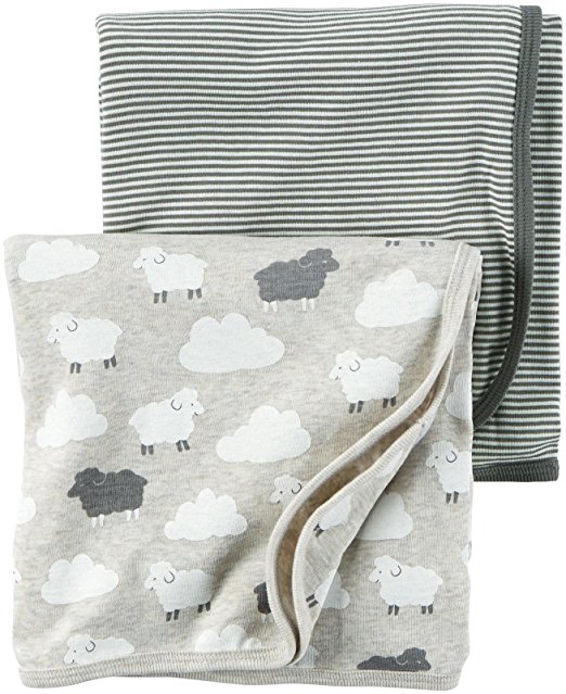 Carter's Babysoft Swaddle Blankets - Grey - 2 ct