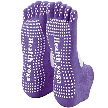 Reehut Non Slip Skid Yoga Socks Toe/Toeless w/ Grip for Exercise, Barre, Bikram, Pilates & Workout