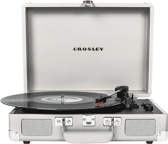 Crosley Cruiser Plus 3 Speed Record Player Turntable (White Sand, CR8005F-WS)