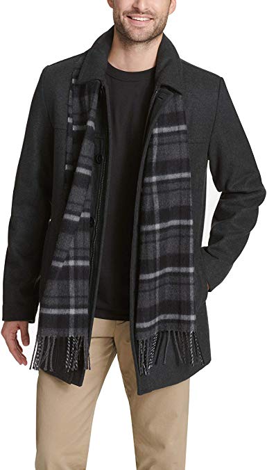 Dockers Men's Weston Wool Blend Car Coat with Scarf (Standard & Big-Tall Sizes)