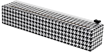 ChicWrap Houndstooth Plastic Wrap Dispenser with 12" x 250' Roll of Professional Plastic Wrap - Reusable Dispenser with Slide Cutter