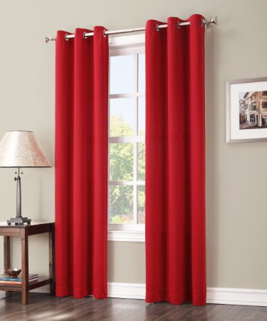 Sun Zero Easton Blackout Energy Efficient Grommet Curtain Panel, 40 x 84 Inch, Red