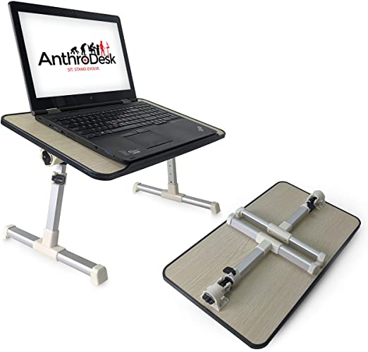 Foldable Laptop Table with Height Adjustable Legs and Tilting Tray