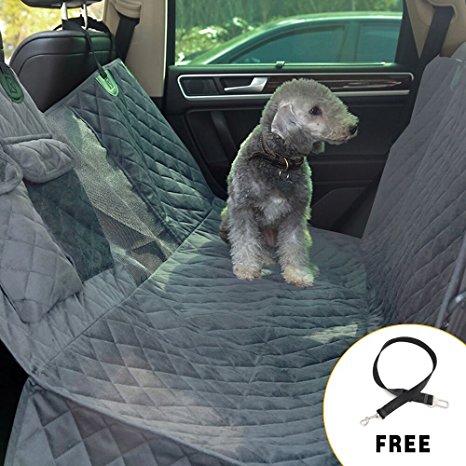 SiYang Winner Pet Seat Cover Hammock Style And Cargo Liner For Cars, Trucks And Suv's - Waterproof, NonSlip Silicone Backing for Back Seat with the Clear View Window Side Flap and Dog Seat Belt