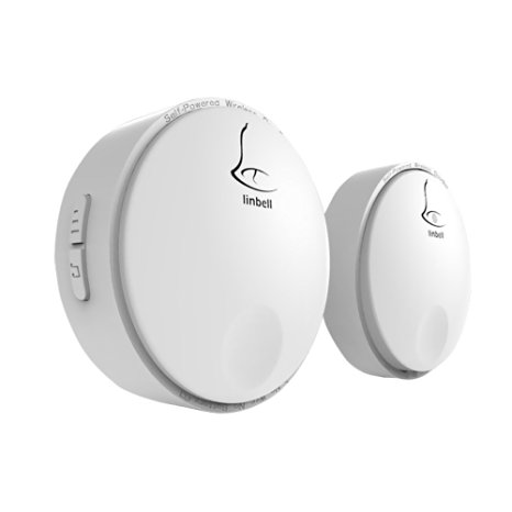 Silipower Wireless Doorbell No Battery Required for both Transmitter and Receiver, IP55 Waterproof , with LED Indicator, 4-Level Volume, Operating at over 500ft range, 38 Tunes-White