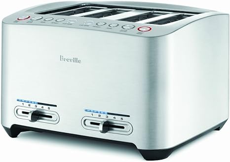 Breville BTA840XL Die-Cast 4-Slice Smart Toaster, Metal, 1800 W, Stainless Steel