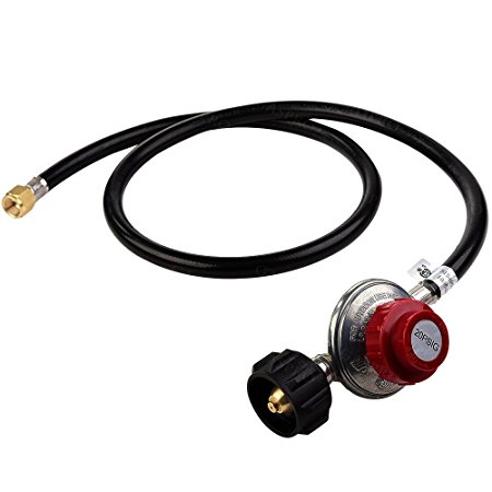 GASPRO 4FT High Pressure Propane 0-20PSI Adjustable Regulator with LPG Hose for QCC-1/Type-1 Tank and Gas Grill-3/8inch Female Flare Nut