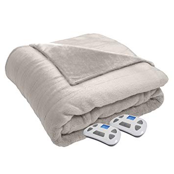 Serta Heated Electric  Silky Plush Blanket with Programmable Digital Controller, King, Ivory Model 0917