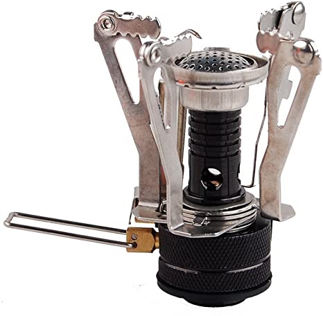 Ultralight Backpacking Canister Camp Stove with Piezo Ignition 3.9oz (silvery Stove and orange box)