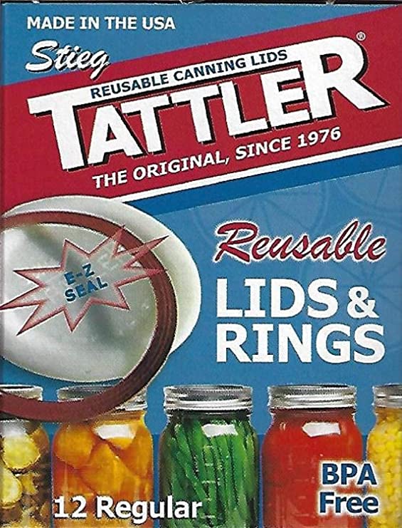 Tattler Reusable Regular Mouth Canning Lids & Rubber Rings - 12/pkg