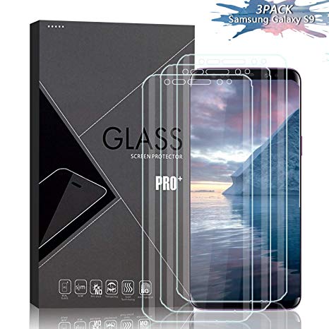 JKPNK Galaxy S9 Screen Protector [3 Pack], 3D Curved Full Coverage Screen Protector HD Clear Anti-Bubble with Lifetime Replacement Warranty for Samsung Galaxy S9