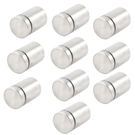 10 Pcs Silver Tone Stainless Steel 19 x 30mm Standoff Hardware for Glass