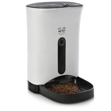 Arf Pets Automatic Pet Feeder Food Dispenser for Dogs & Cats - Features Distribution Alarms, Portion Control & Voice Recording - Timer Programmable Up to 4 Meals a Day